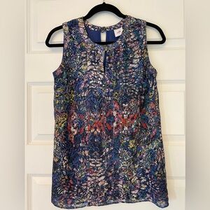 CAbi Blue and Multicolor Abstract Dress